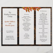 Rustic Dark Wood Fall Wedding Tri-Fold Programme (Voorkant)