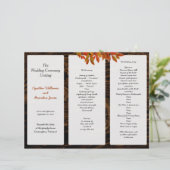 Rustic Dark Wood Fall Wedding Tri-Fold Programme (Staand voorkant)