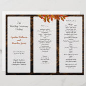 Rustic Dark Wood Fall Wedding Tri-Fold Programme (Voorkant / Achterkant)