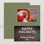 Rustic Dark Wood Feestdagen Fotokaart (Voorkant / Achterkant)