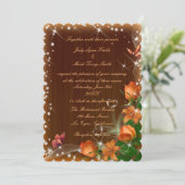 Rustic Dark Wood Floral Butterfly Wedding Kaart (Staand voorkant)