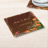 Rustic Dark Wood Floral Butterfly Wedding Kartonnen Onderzetters (Schuin)