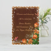 Rustic Dark Wood Floral Wedding Reception Kaart (Staand voorkant)