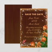 Rustic Dark Wood Floral Wedding Save the Date Kaar Bedankkaart (Voorkant / Achterkant)