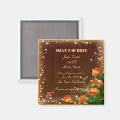 Rustic Dark Wood Floral Wedding Save the Date Magneet (Voorkant / Achterkant)