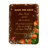 Rustic Dark Wood Floral Wedding Save the Date Magneet (Verticaal)