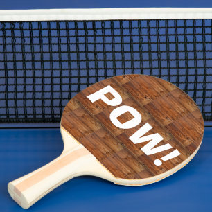 Rustic Dark Wood Funny POW! BAM! Tafeltennisbatje