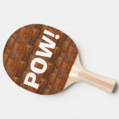 Rustic Dark Wood Funny POW! BAM! Tafeltennisbatje (Zijkant)