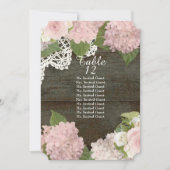 Rustic Dark Wood Lace Roos Hydrangea Table Seating Kaart (Voorkant)