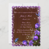 Rustic Dark Wood Paars Floral Engagement Party Kaart (Voorkant)