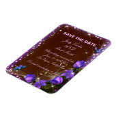 Rustic Dark Wood Paars Floral Save the Date Magneet (Linkerzijde)