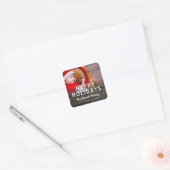 Rustic Dark Wood Prettige feestdagen Foto Vierkante Sticker (Envelop)