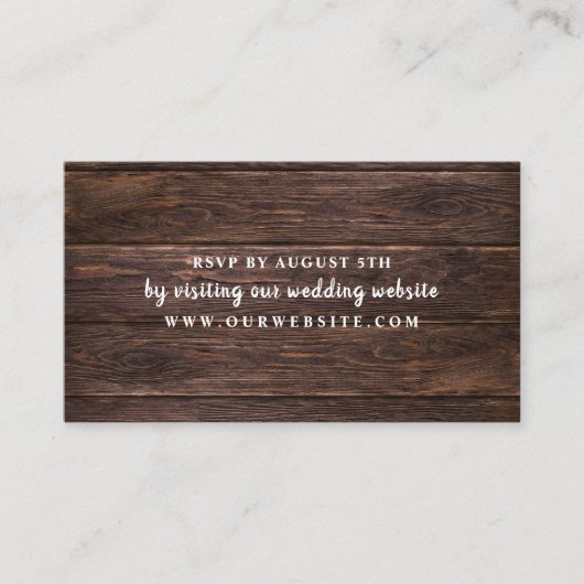 Rustic Dark Wood Rsvp-websitekaart Informatiekaartje (Voorkant)