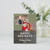 Rustic Dark Wood Snow Holiday 2 Briefkaart (Staand voorkant)