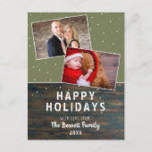 Rustic Dark Wood Snow Holiday 2 Briefkaart (Voorkant)