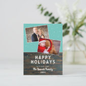 Rustic Dark Wood Snow Holiday 2 Briefkaart (Staand voorkant)