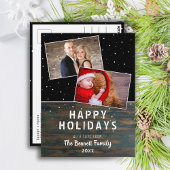 Rustic Dark Wood Snow Holiday 2 Briefkaart