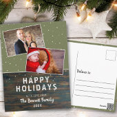 Rustic Dark Wood Snow Holiday 2 Briefkaart