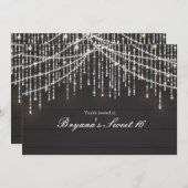 Rustic Dark Wood Sparkle Lights Kaart (Voorkant / Achterkant)