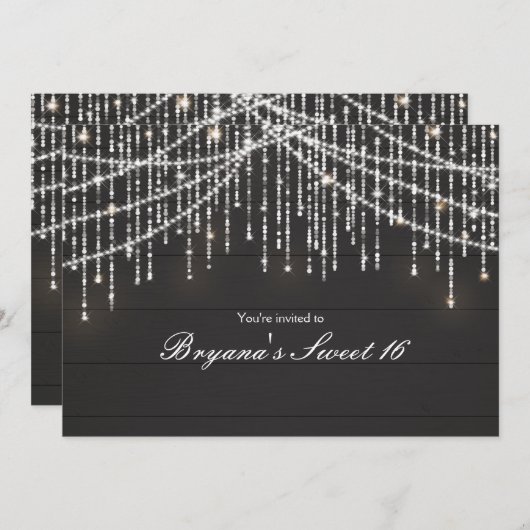 Rustic Dark Wood Sparkle Lights Kaart (Voorkant / Achterkant)