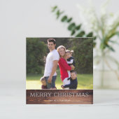 Rustic Dark Wood Square kerstfotokaart Feestdagenkaart (Staand voorkant)