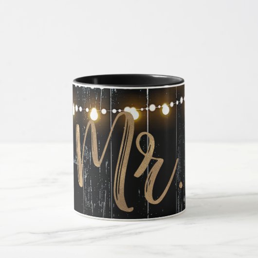 Rustic Dark Wood & String Lights Gold Bride MR. Mok (Midden)