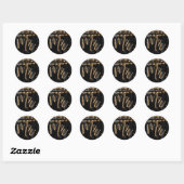Rustic Dark Wood & String Lights Gold Bride MR. Ronde Sticker (Vel)