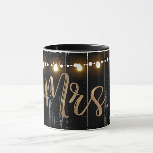 Rustic Dark Wood & String Lights Gold Bride MRS. Mok (Midden)