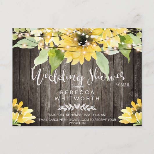 Rustic Dark Wood Sunflower Vrijgezellenfeest per p Uitnodiging Briefkaart (Voorkant)