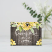 Rustic Dark Wood Sunflower Vrijgezellenfeest per p Uitnodiging Briefkaart (Staand voorkant)