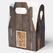 Rustic Dark Wood Tone Monogram Bedankdoosjes (Geopend)