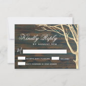 Rustic Dark Wood Tree Herfst Winter Weddenschap RSVP Kaartje (Voorkant)