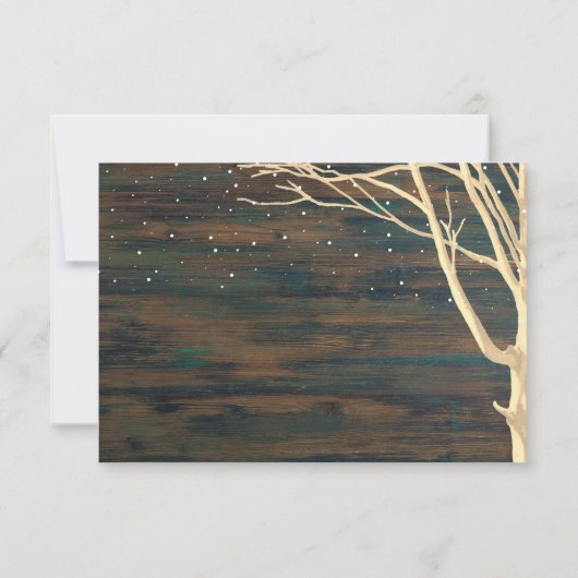 Rustic Dark Wood Tree Herfst Winter Weddenschap RSVP Kaartje (Achterkant)