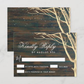 Rustic Dark Wood Tree Herfst Winter Weddenschap RSVP Kaartje (Voorkant / Achterkant)