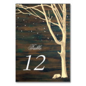 Rustic Dark Wood Winter Tree Weddenschap Kaart (Achterkant)