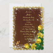 Rustic Dark Wood Yellow Floral Bachelorette Party Kaart (Voorkant)