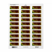 Rustic Dark Wood Yellow Floral Butterfly Adres Etiket (Full Sheet)