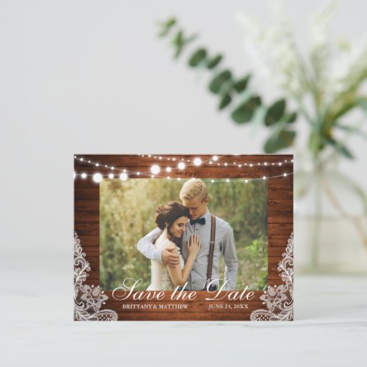 Rustic de Foto van de Lichten van het Hout van het Briefkaart (Staand voorkant)