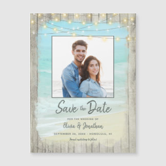 Rustic de Foto van de Lichten van het Koord van de Magnetische Uitnodiging