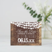 Rustic de Lichten van het Koord sparen de Briefkaa Aankondigingskaart (Staand voorkant)