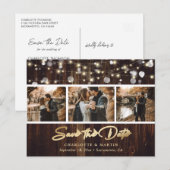 Rustic de Lichten van het Koord van het Hout Foto  Aankondigingskaart (Voorkant / Achterkant)