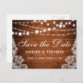 Rustic de Lichten van het Koord van het Hout Lace  Aankondigingskaart (Voorkant / Achterkant)