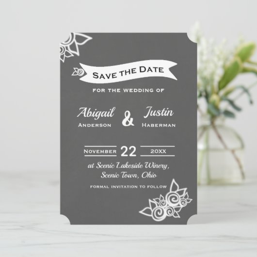 Rustic de Stijl van de Chalk sparen de Kaart van d (Staand voorkant)