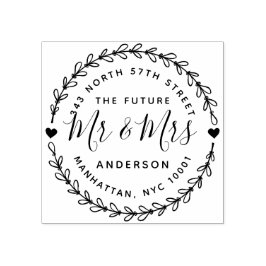 Rustic De Toekomst Mr & Mrs Bruiloft Retouradres Rubberstempel