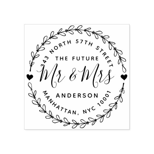Rustic De Toekomst Mr & Mrs Bruiloft Retouradres Rubberstempel (Afrduk)