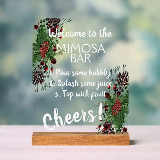 Rustic December Holiday Season Berry Holly Wreath Acryl Bord (Neutraal)