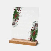 Rustic December Holiday Season Berry Holly Wreath Acryl Bord (Hoek)