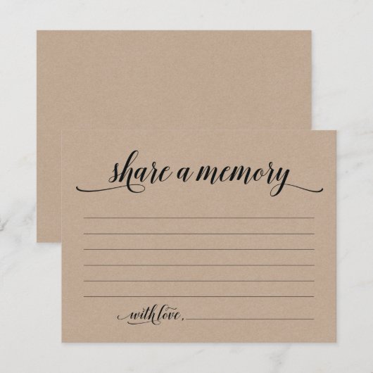 Rustic Deel A Memory Sympathie, Memorial Note Card Kaart (Voorkant / Achterkant)