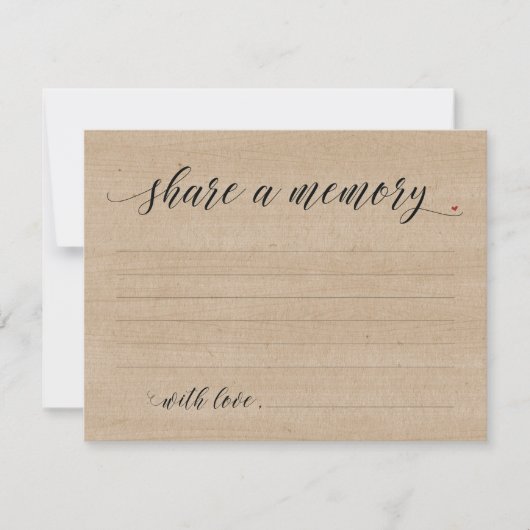 Rustic Deel A Memory Sympathie, Memorial Note Card Kaart (Voorkant)
