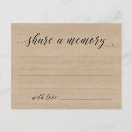 Rustic Deel A Memory Sympathie, Memorial Note Card Kaart